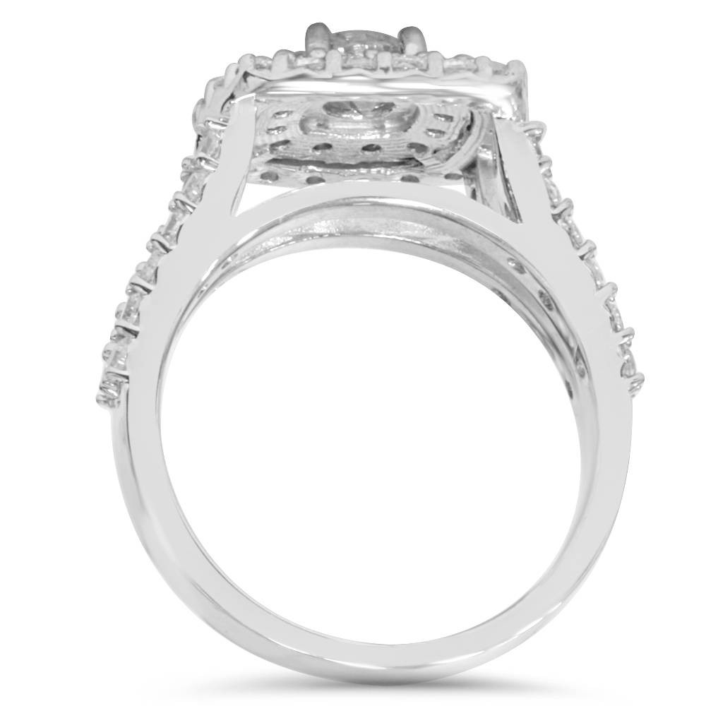 2 cttw Diamond Cushion Double Halo Engagement Wedding Ring Set 10k White Gold (I-J, I1)