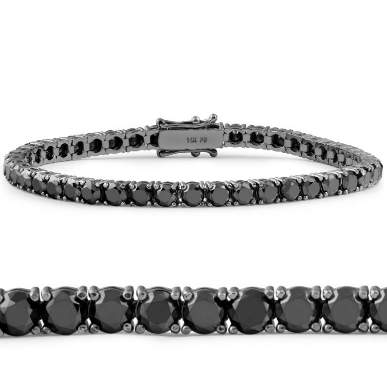 10 1/2 Ct Black Diamond Tennis Bracelet 14k Black Gold 7