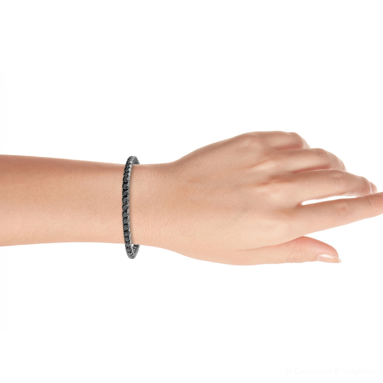 10 1/2 Ct Black Diamond Tennis Bracelet 14k Black Gold 7" (Black, I2-I3)