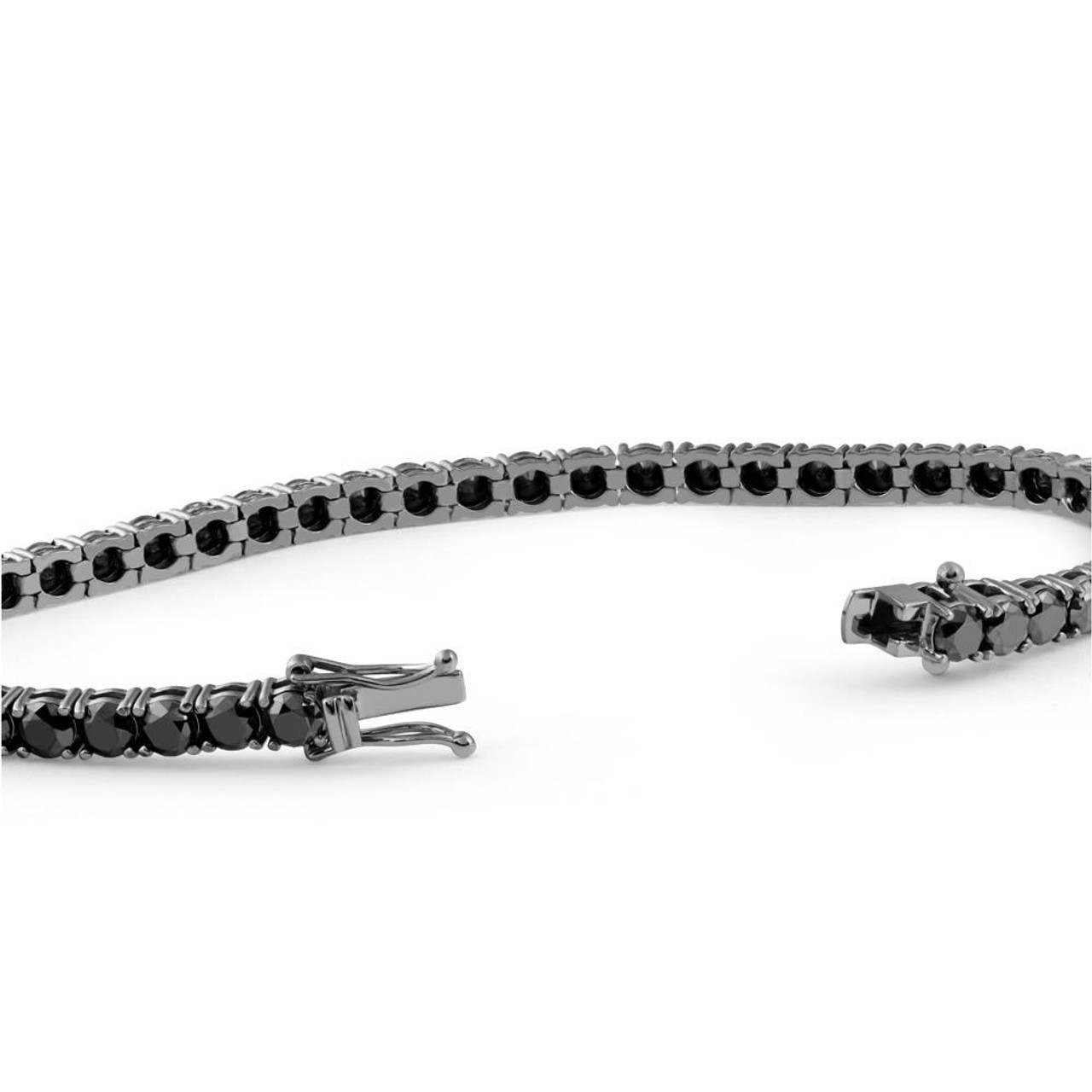 10 1/2 Ct Black Diamond Tennis Bracelet 14k Black Gold 7