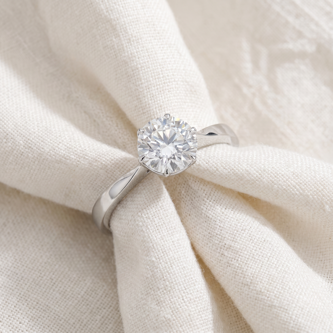 1 1/2Ct Solitaire Lab Grown Round Diamond Engagement Ring 14k Gold & Platinum (G-H, SI)