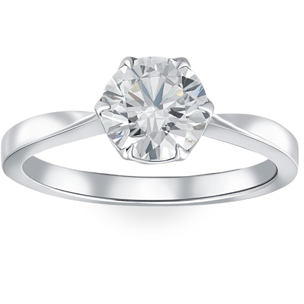 1 1/2Ct Solitaire Lab Grown Round Diamond Engagement Ring 14k Gold & Platinum (G-H, SI)