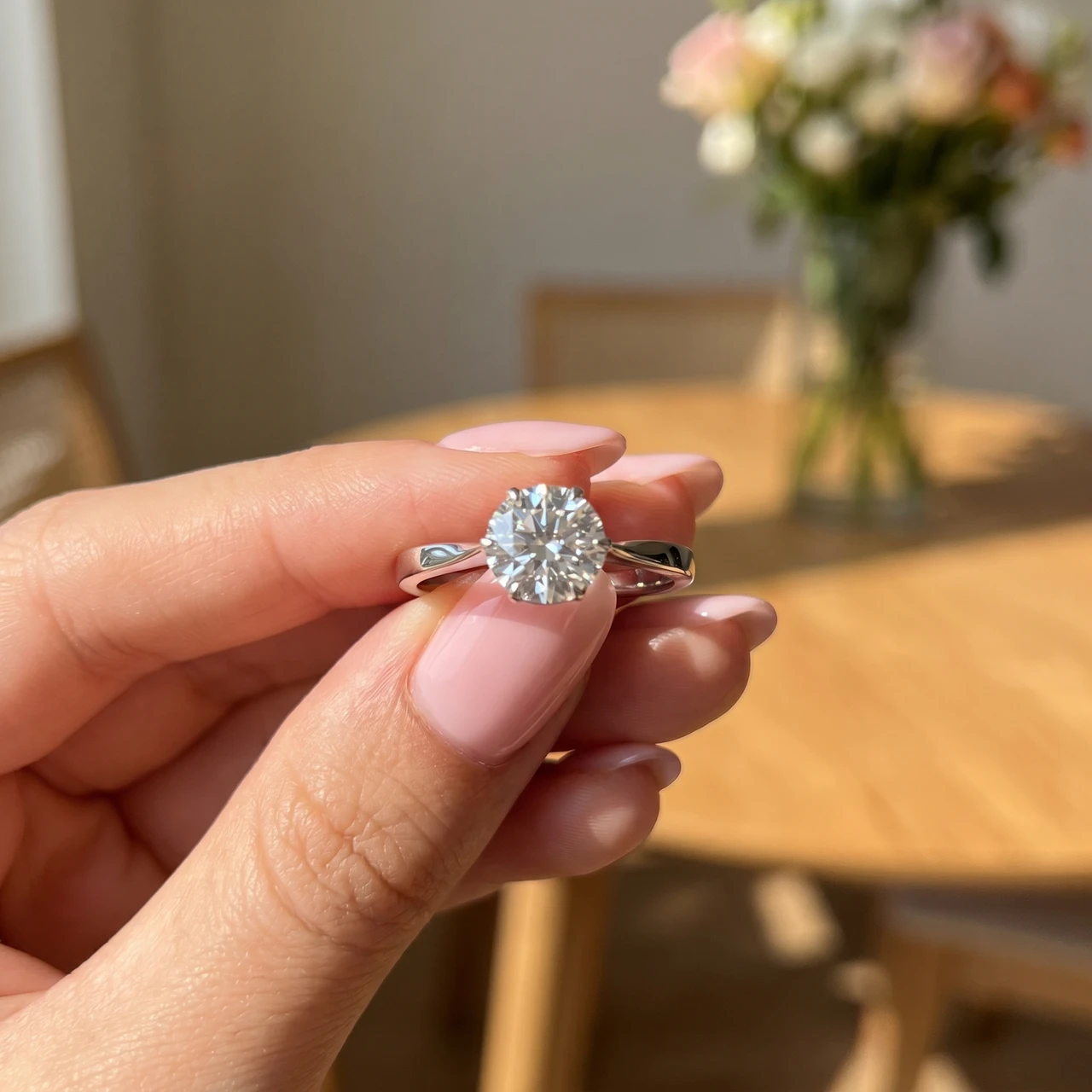 1 1/2Ct Solitaire Lab Grown Round Diamond Engagement Ring 14k Gold & Platinum (G-H, SI)