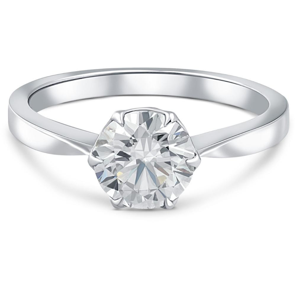 1 1/2Ct Solitaire Lab Grown Round Diamond Engagement Ring 14k Gold & Platinum (G-H, SI)