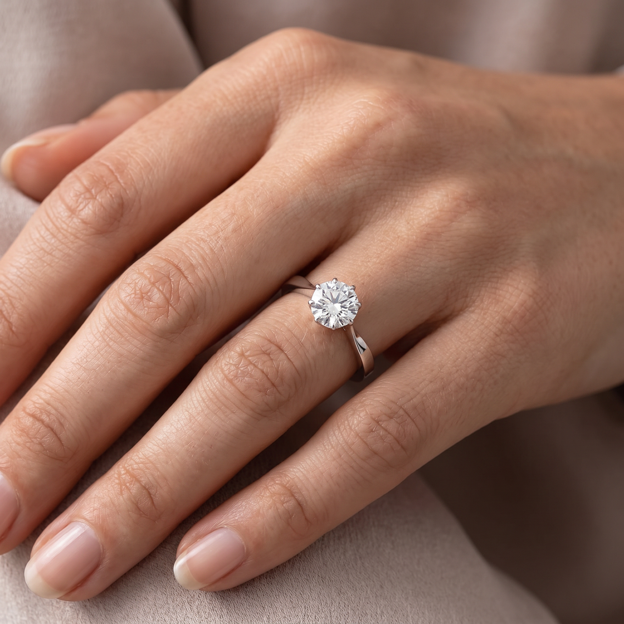 1 1/2Ct Solitaire Lab Grown Round Diamond Engagement Ring 14k Gold & Platinum (G-H, SI)