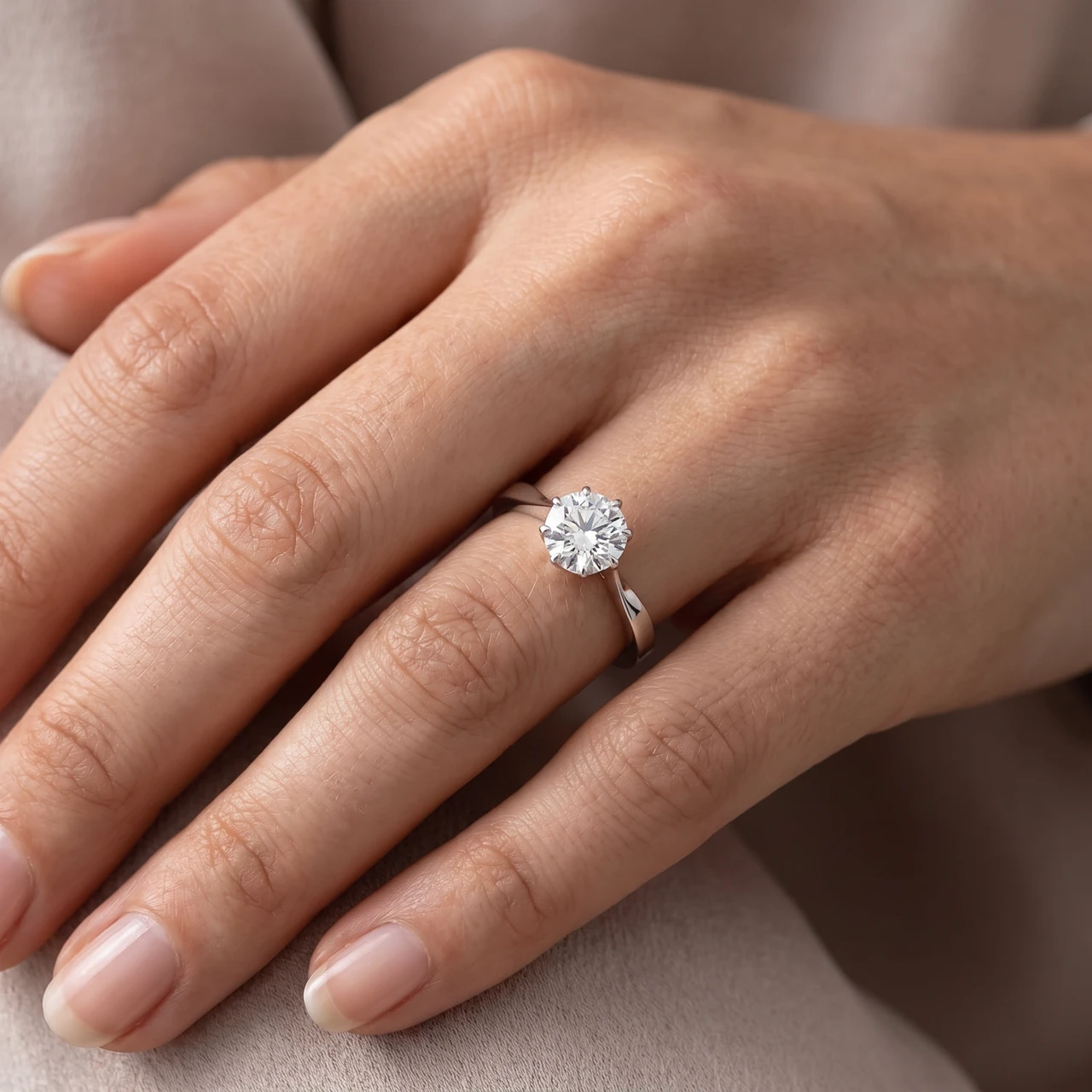 1 1/2Ct Solitaire Lab Grown Round Diamond Engagement Ring (G-H, SI)
