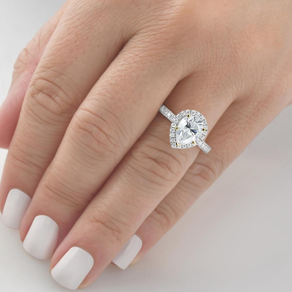2 1/2Ct Pear Shape Diamond Lab Grown Engagement Ring White Yellow or Rose Gold (G-H, VS2-SI1)