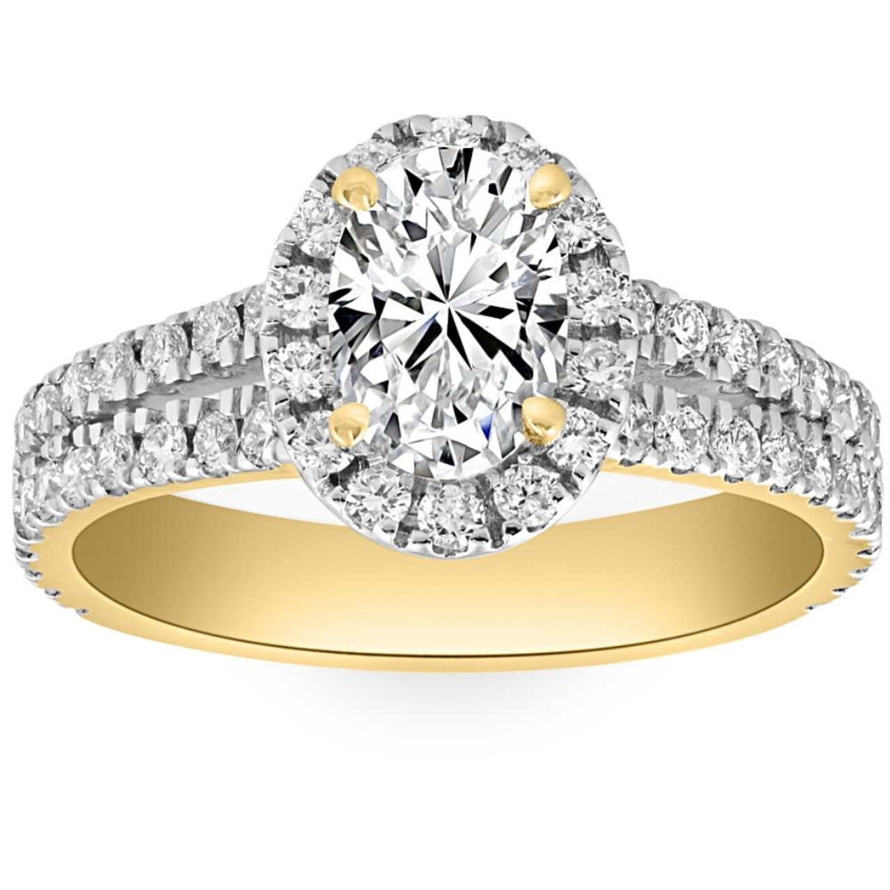 2Ct Diamond Oval Lab Grown Halo Engagement Ring White, Yellow or Rose Gold (G-H, VS2-SI1) 2Ct Diamond Oval Lab Grown Halo Engagement Ring White, Yellow or Rose Gold (G-H, VS2-SI1)