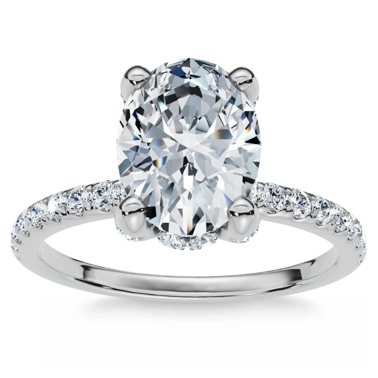 1 1/2Ct Oval Diamond Accents Engagement Ring White Yellow or Rose Gold Lab Grown (G-H, VS2-SI1) 1 1/2Ct Oval Diamond Accents Engagement Ring White Yellow or Rose Gold Lab Grown (G-H, VS2-SI1)