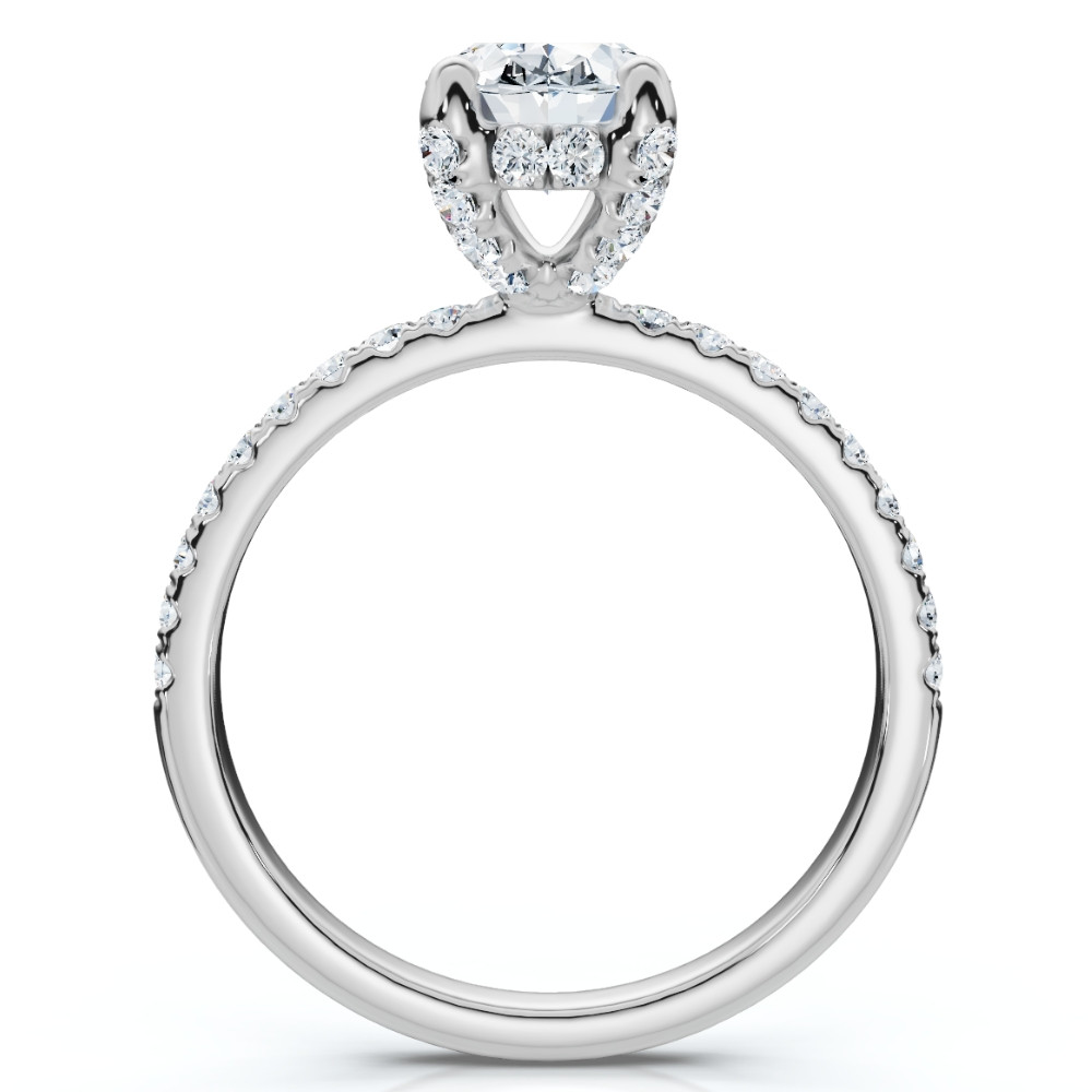 1 1/2Ct Oval Diamond Accents Engagement Ring White Yellow or Rose Gold Lab Grown (G-H, VS2-SI1)