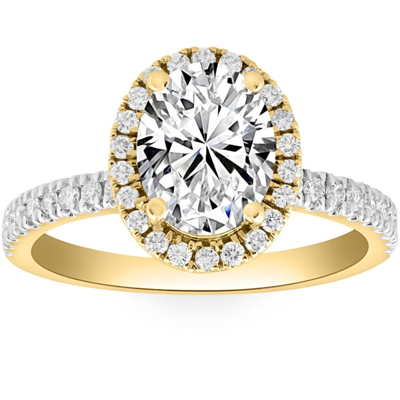 2 1/2Ct Oval Diamond Halo Engagement Ring White, Yellow, or Rose Gold Lab Grown (G-H, VS2-SI1)