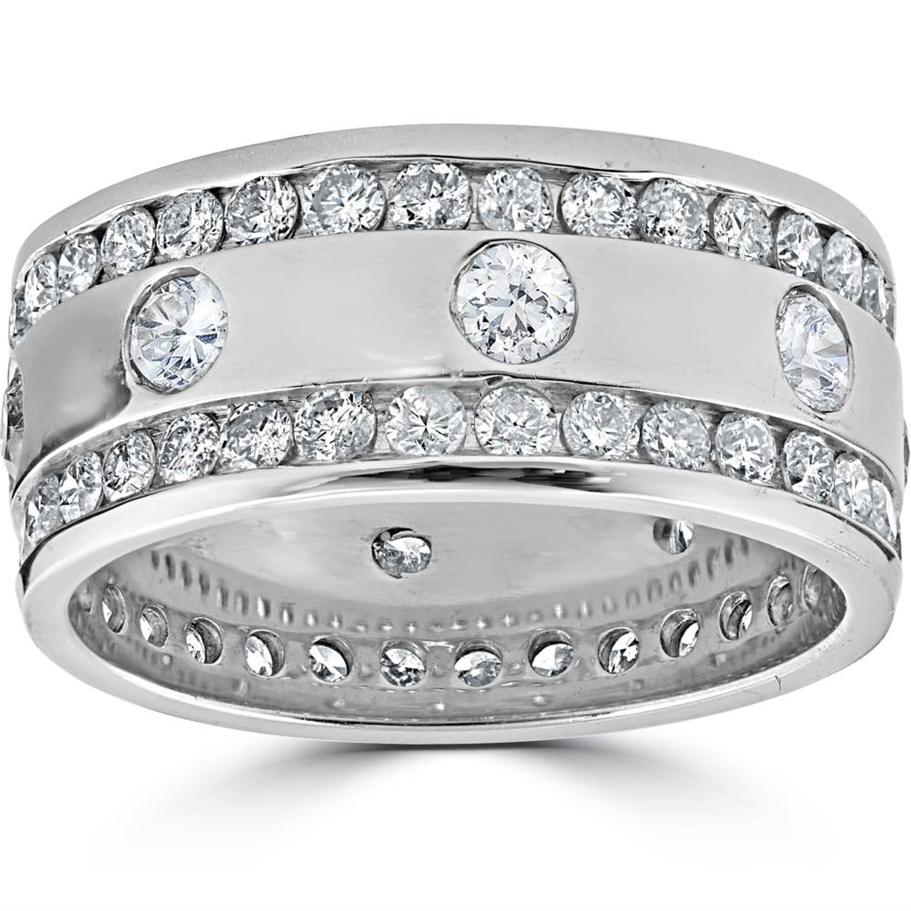 Comfort Fit Ring in Platinum 3.00 Ct Round Cut Diamond Eternity Wedding Band