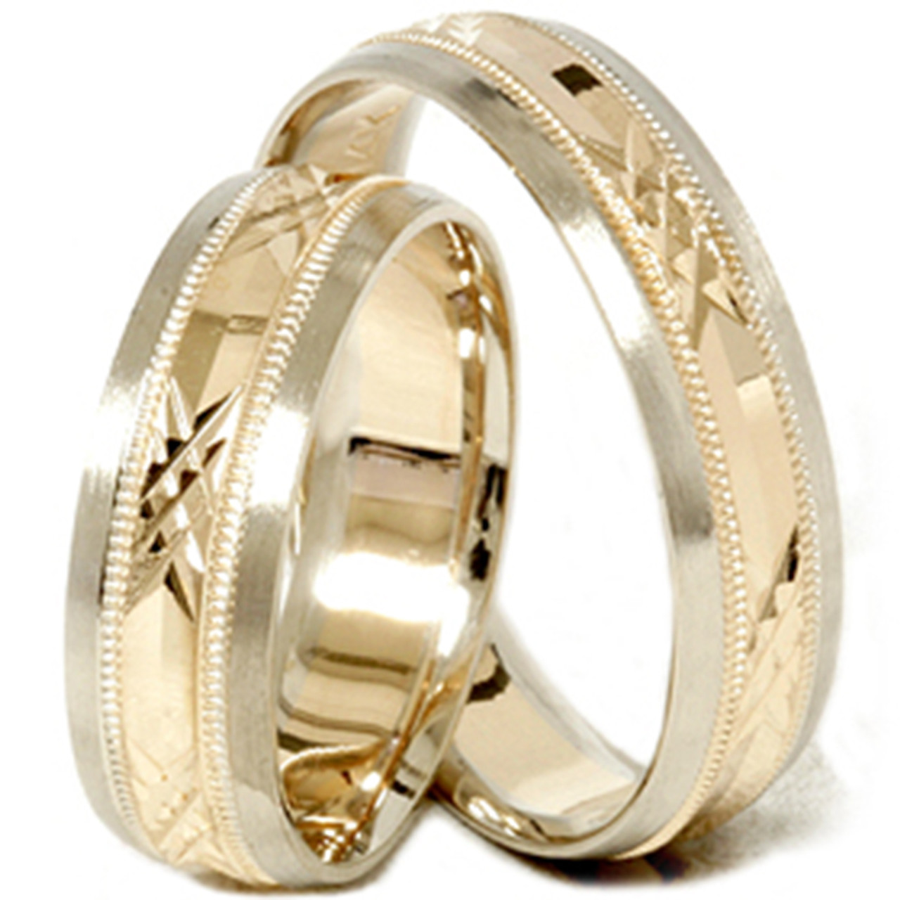 Gold Matching His Hers Swiss Cut Wedding Band Ring Set   WBS1601  72240.1519209735.1280.1280  13378.1521803226 