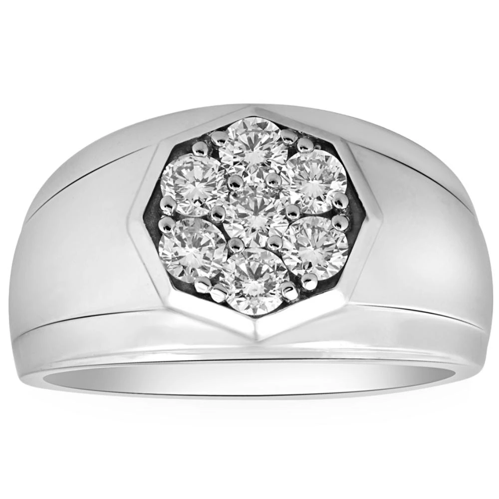 1Ct Men's 7 Stone Diamond Ring in 14k Gold Lab Grown (F-G, VS2-SI1)
