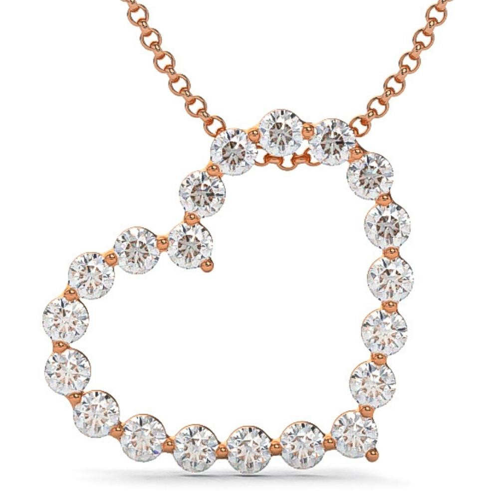 1 Ct Diamond Heart Pendant Necklace in White, Yellow, or Rose Gold Lab Grown (G-H, VS)