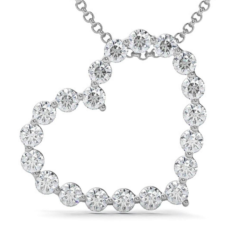 1 Ct Diamond Heart Pendant Necklace in White, Yellow, or Rose Gold Lab Grown (G-H, VS)