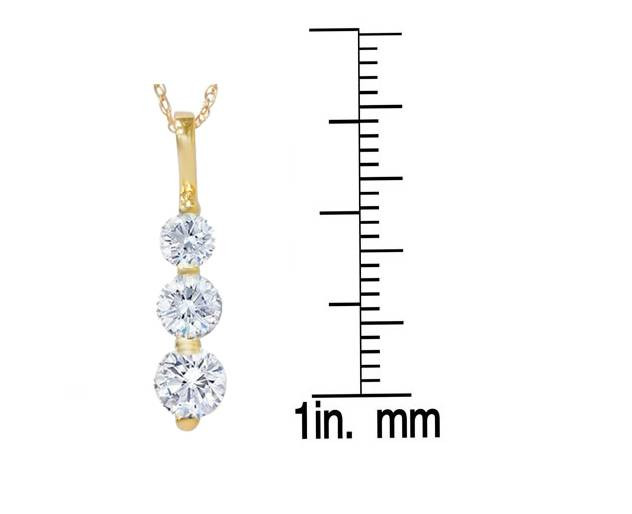 1.00 Ct 3 - Stone Natural Diamond Pendant available in 14K White and Yellow Gold (H-I, I2-I3)