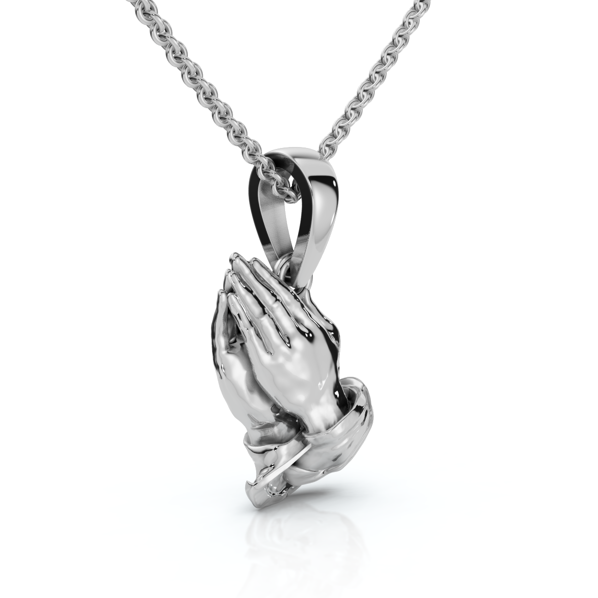 14k White or Yellow Gold Jesus Praying Hands Pendant Necklace 1" Tall 5 Grams