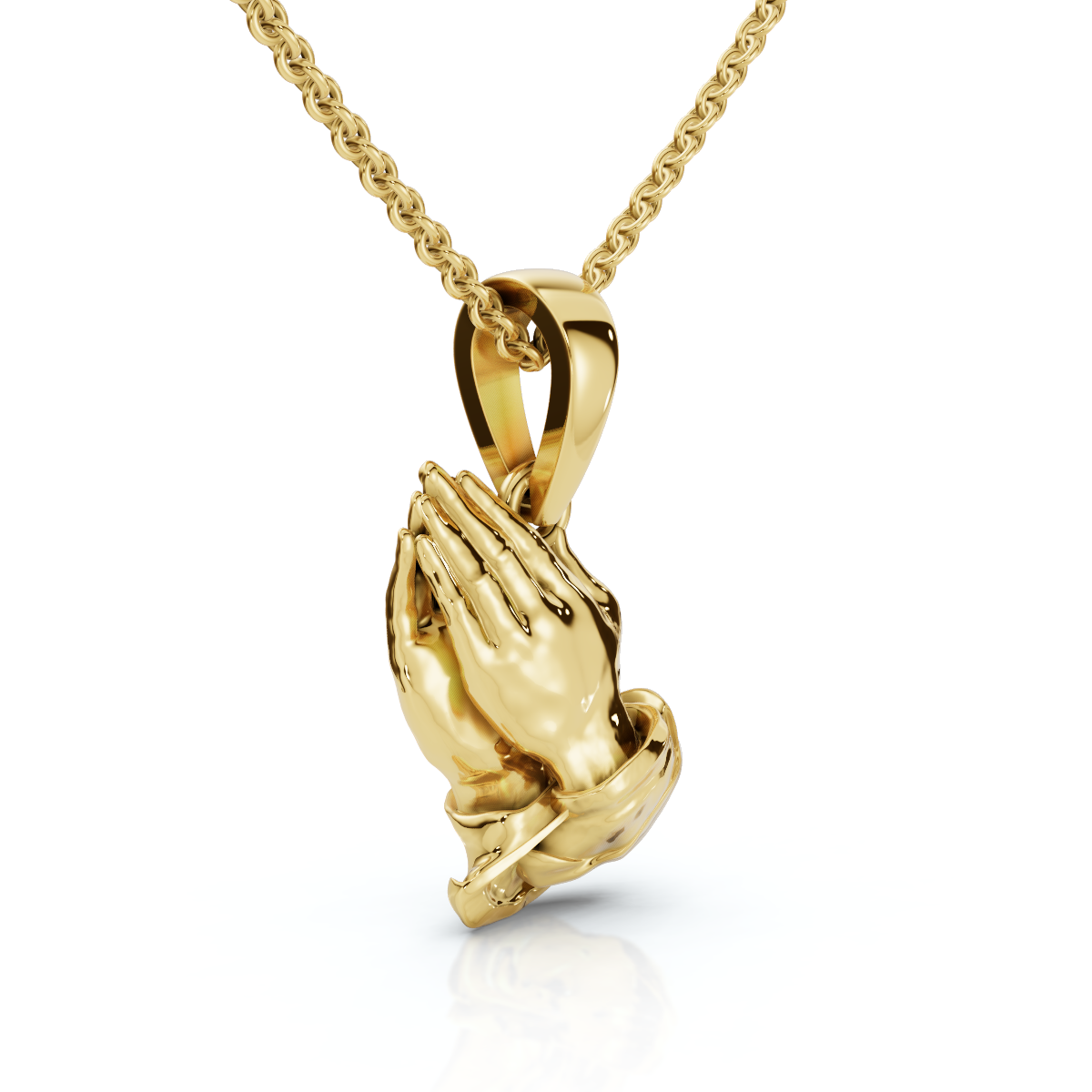 14k White or Yellow Gold Jesus Praying Hands Pendant Necklace 1" Tall 5 Grams