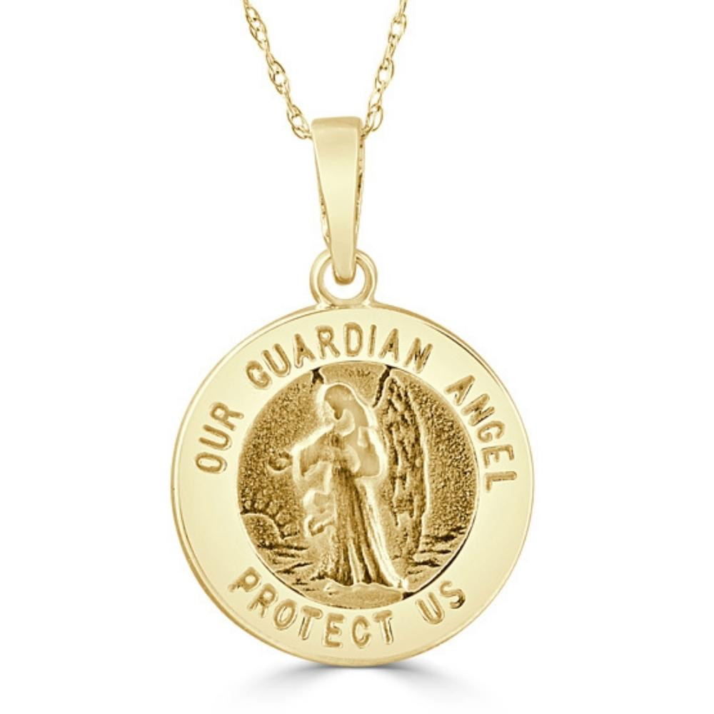 14k White or Yellow Gold Gold Our Guardian Angle Pendant Necklace