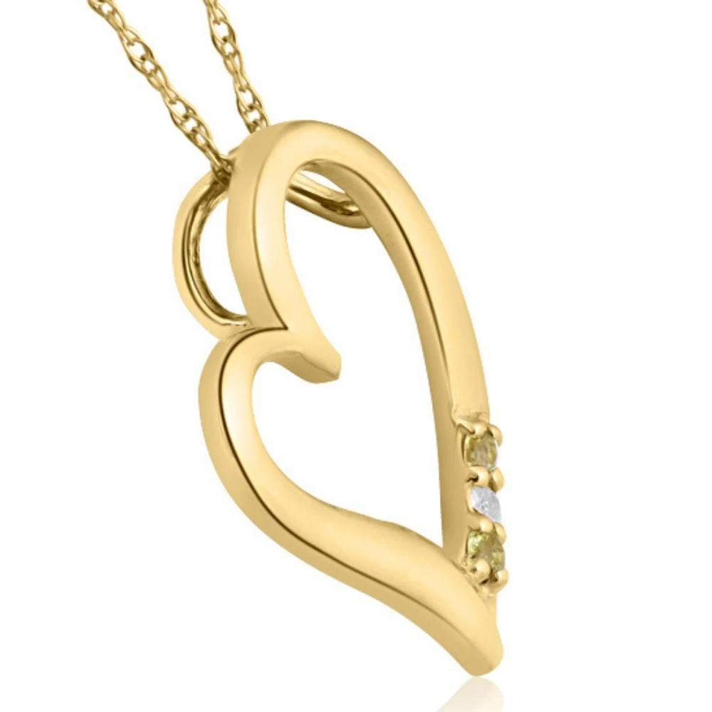 Diamond & Peridot Heart Pendant 3-Stone 10K Rose Gold with 18" Chain (G-H, I2-I3)