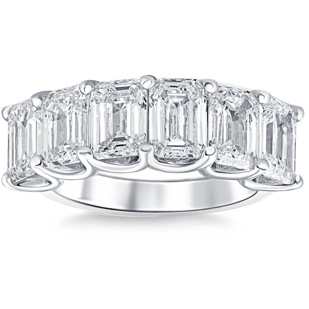 6Ct TW Emerald Cut Diamond Ring U Prong Lab Grown 14k White Yellow or Rose Gold (F-G, VS)