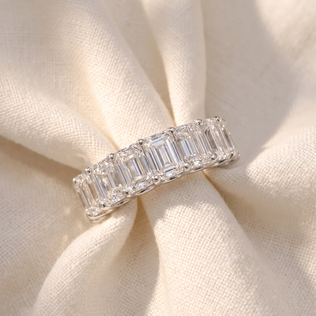 6Ct TW Emerald Cut Diamond Ring U Prong Lab Grown 14k White Yellow or Rose Gold (F-G, VS)