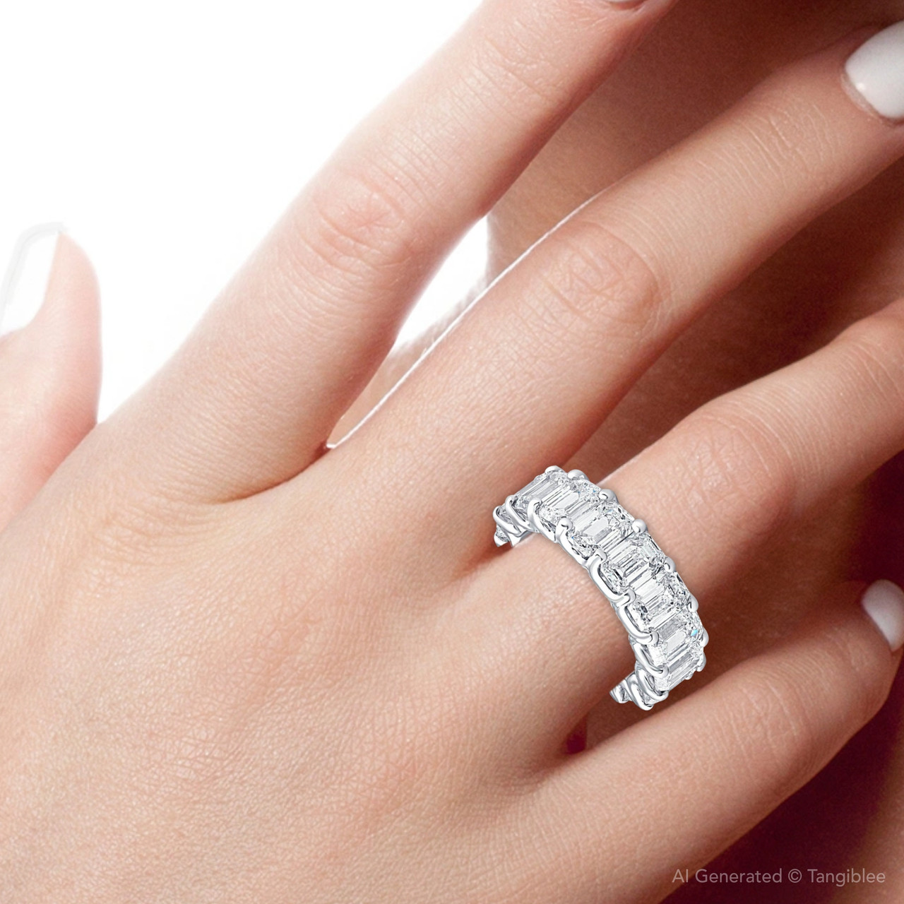 11 1/2Ct Emerald Cut Diamond Eternity Ring Gold or Platinum Band Lab Grown (F-G, VS) 11 1/2Ct Emerald Cut Diamond Eternity Ring Gold or Platinum Band Lab Grown (F-G, VS)