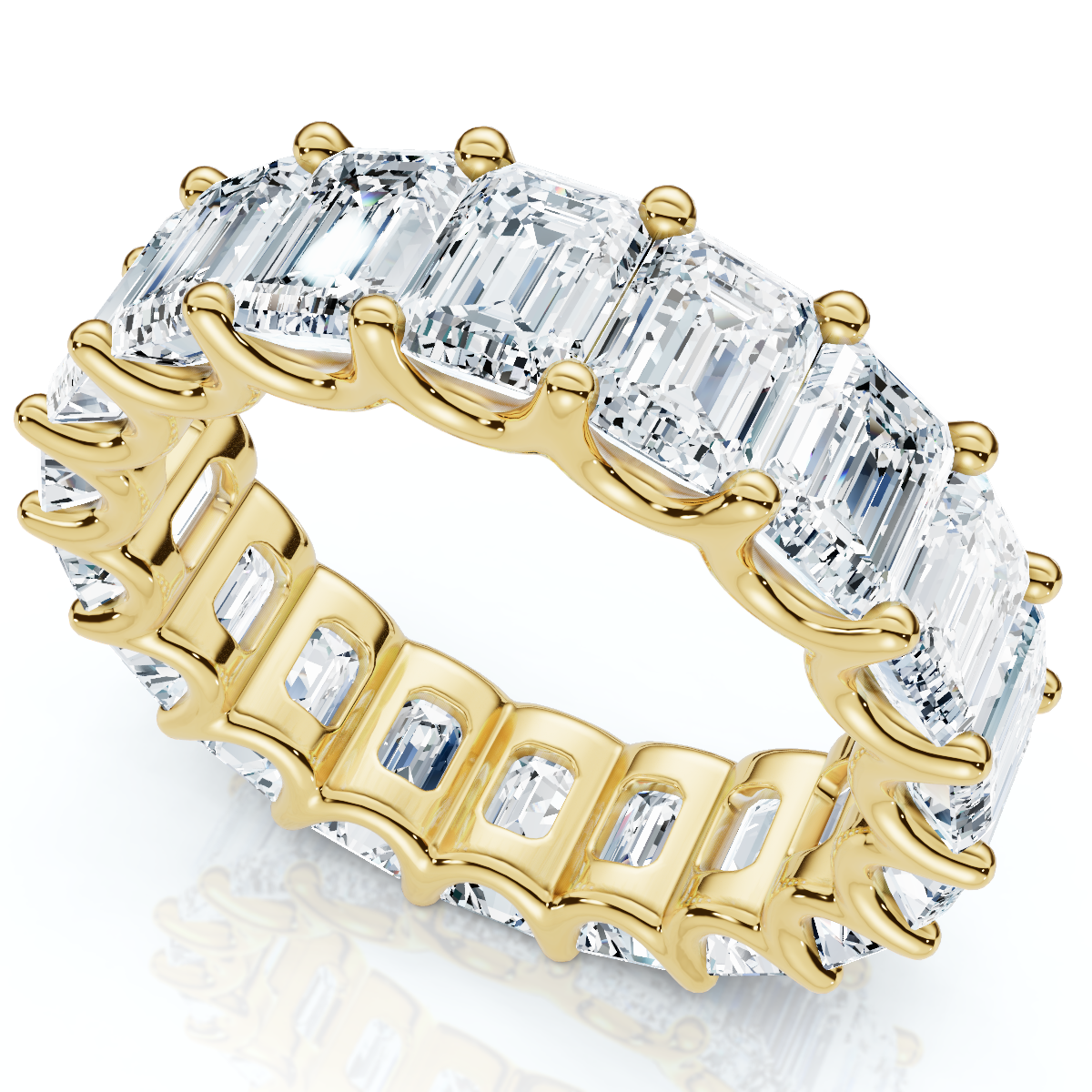 11 1/2Ct Emerald Cut Diamond Eternity Ring Gold or Platinum Band Lab Grown (F-G, VS)