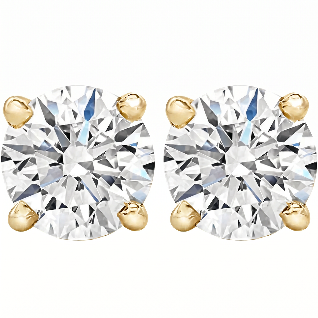 1 - 3 Ct T.W. Lab Grown Round Diamond Studs in 14k White, Yellow, or Rose Gold (F-G, VS)
