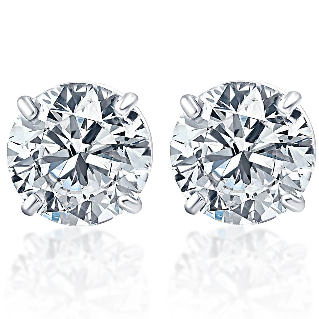 1 - 3 Ct T.W. Lab Grown Round Diamond Studs in 14k White, Yellow, or Rose Gold (F-G, VS)