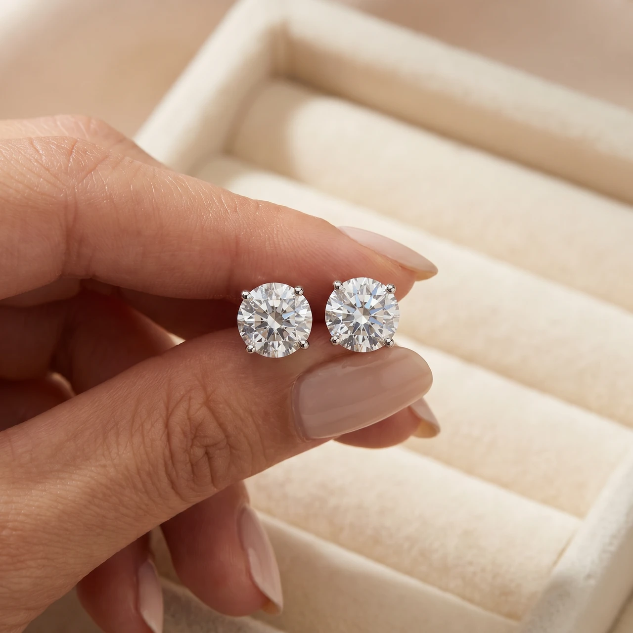1 - 3 Ct T.W. Lab Grown Round Diamond Studs in 14k White, Yellow, or Rose Gold (F-G, VS)