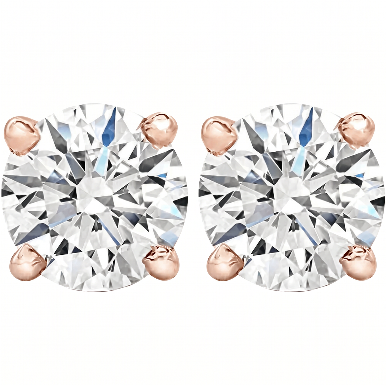 1 - 3 Ct T.W. Lab Grown Round Diamond Studs in 14k White, Yellow, or Rose Gold (F-G, VS)
