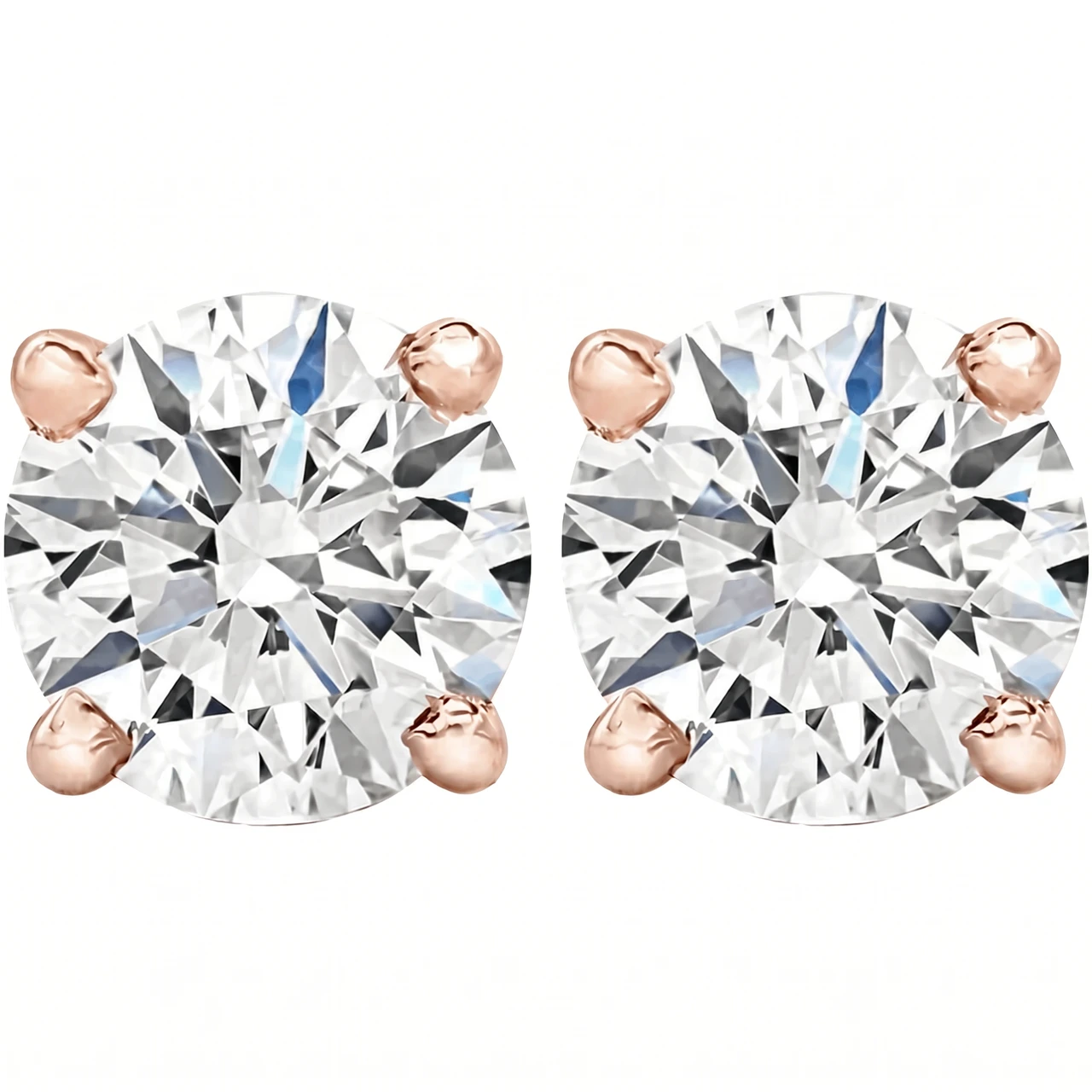 1 - 3 Ct T.W. Lab Grown Round Diamond Studs in 14k White, Yellow, or Rose Gold (F-G, VS)