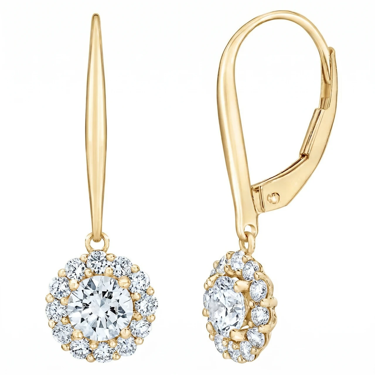 1Ct Diamond Floral Shape Studs Lab Grown Earrings White or Yellow Gold (G-H, VS2-SI1)
