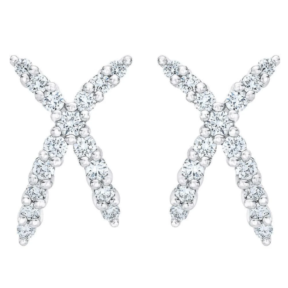 1/2Ct T.W. Diamond Fashion Women's X Shape Lab Grown Earrings 10k Gold Studs (G-H, VS2-SI1)