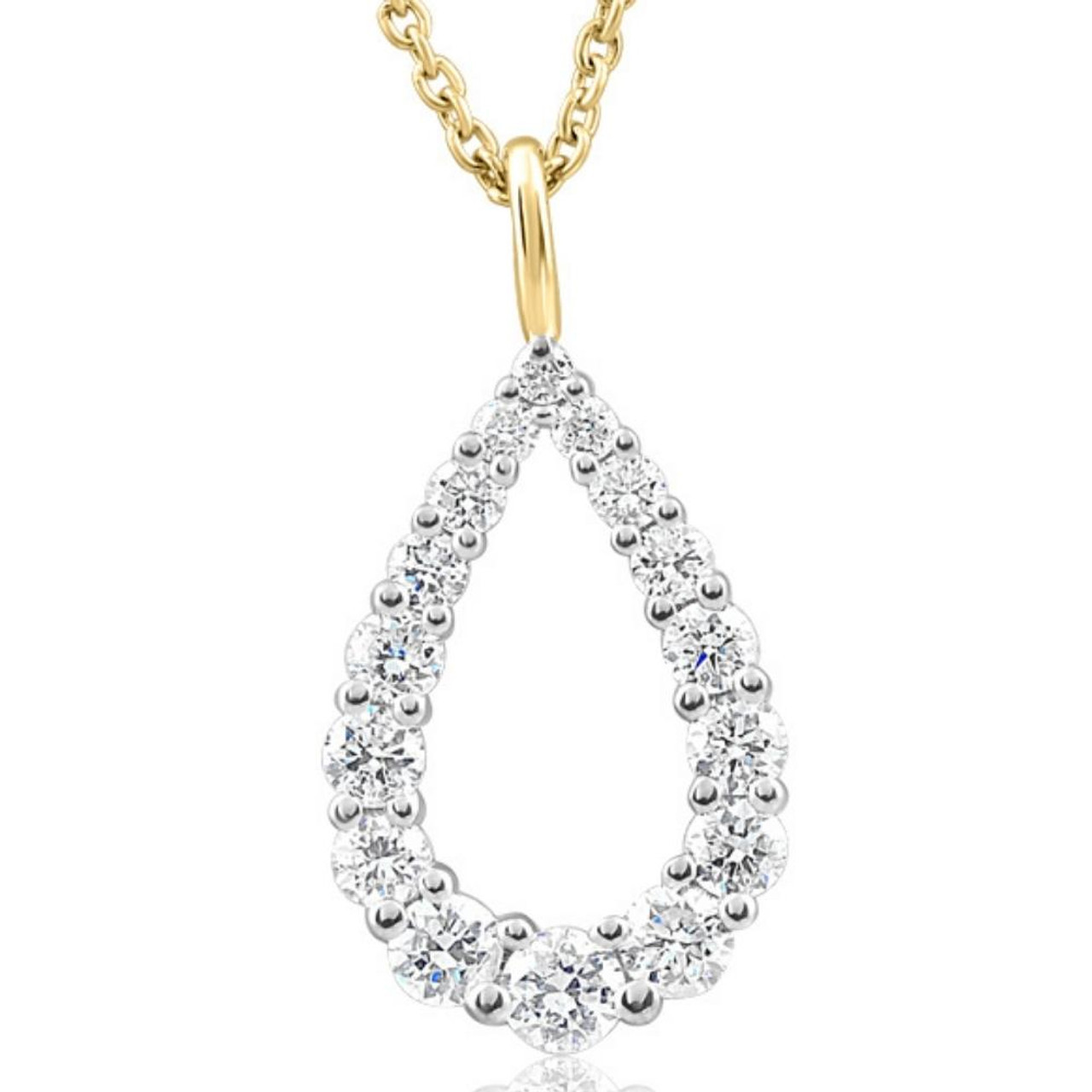 1/2Ct Pear Shape Lab Grown Diamond Pendant 10k White or Yellow
