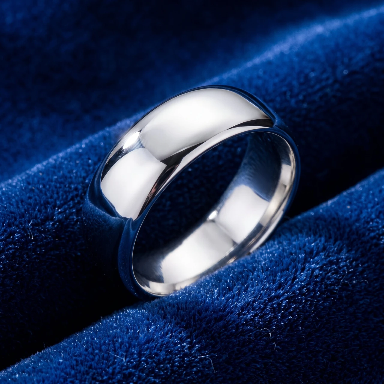 7mm Dome High Polished Wedding Band 10K White Gold