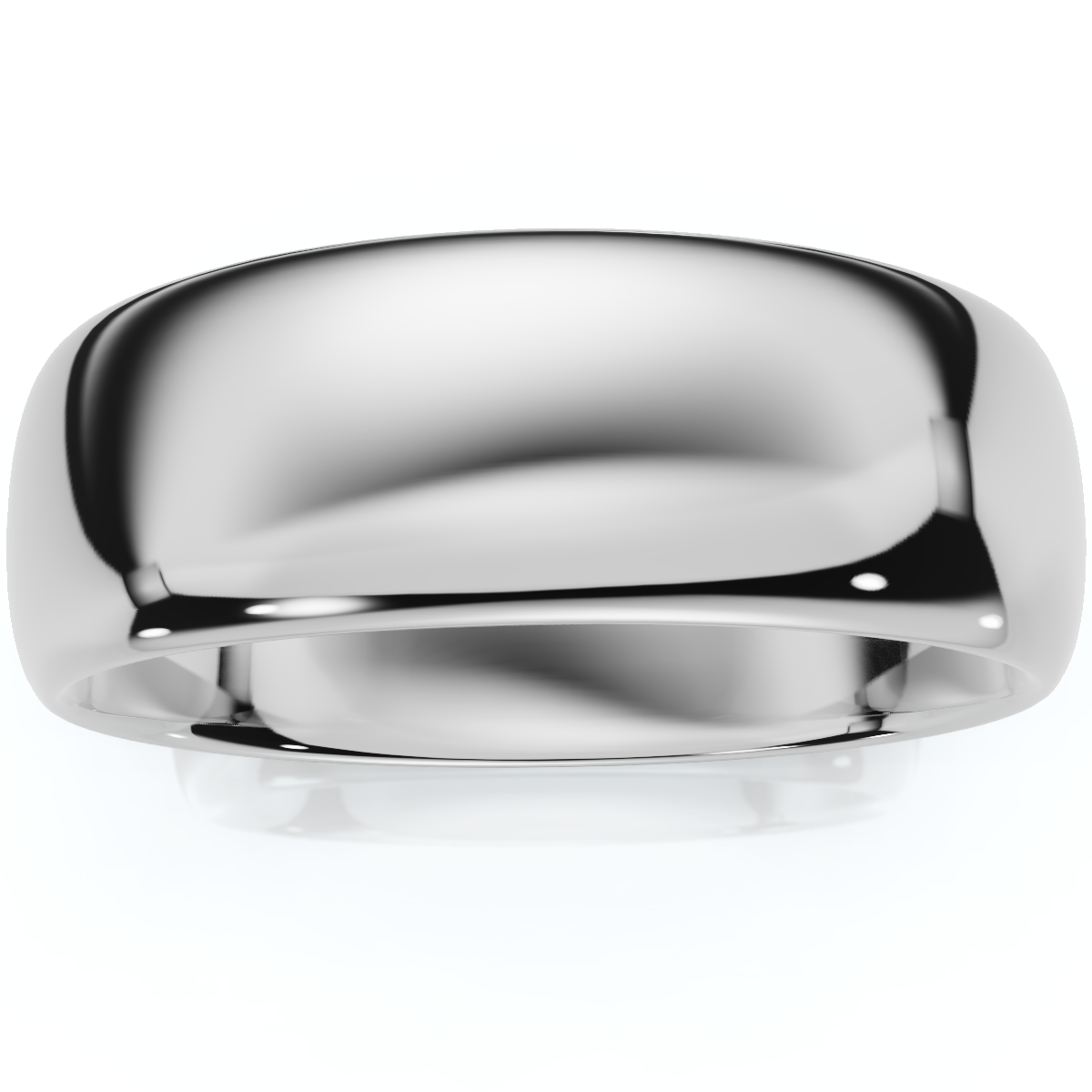 7mm Dome High Polished Wedding Band 10K White Gold