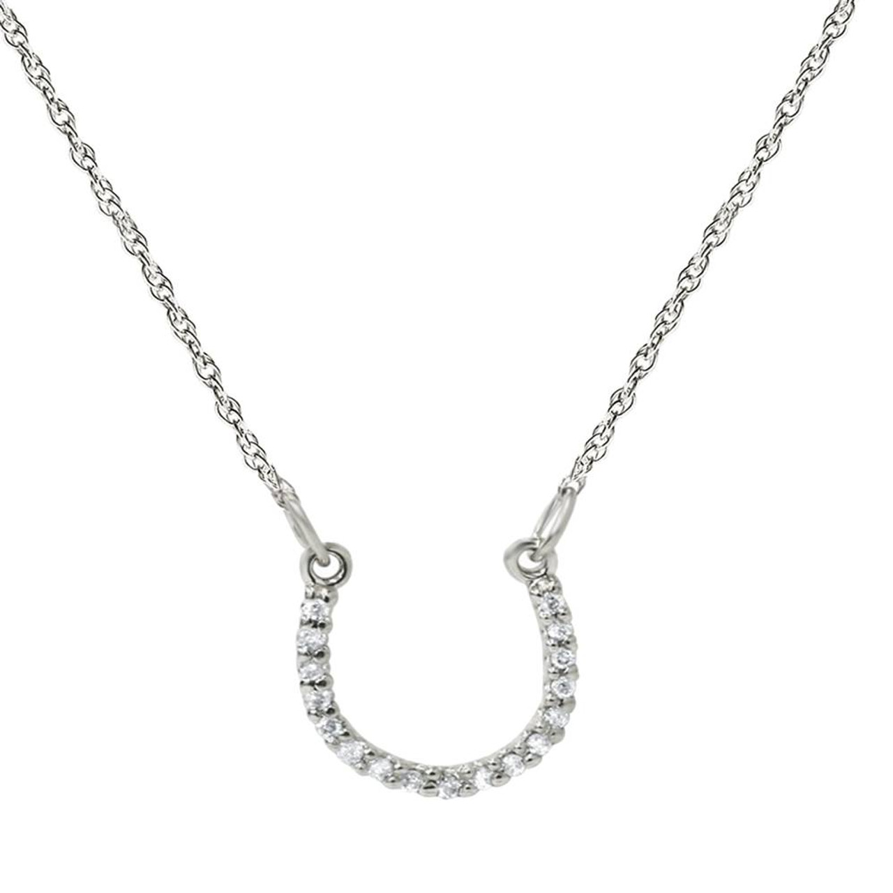 14K Rose Gold Diamond Horseshoe Necklace