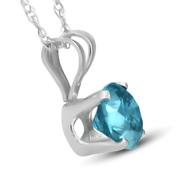 1/2 Carat Blue Diamond Solitaire Pendant 14K White Gold (Blue, I2-I3)