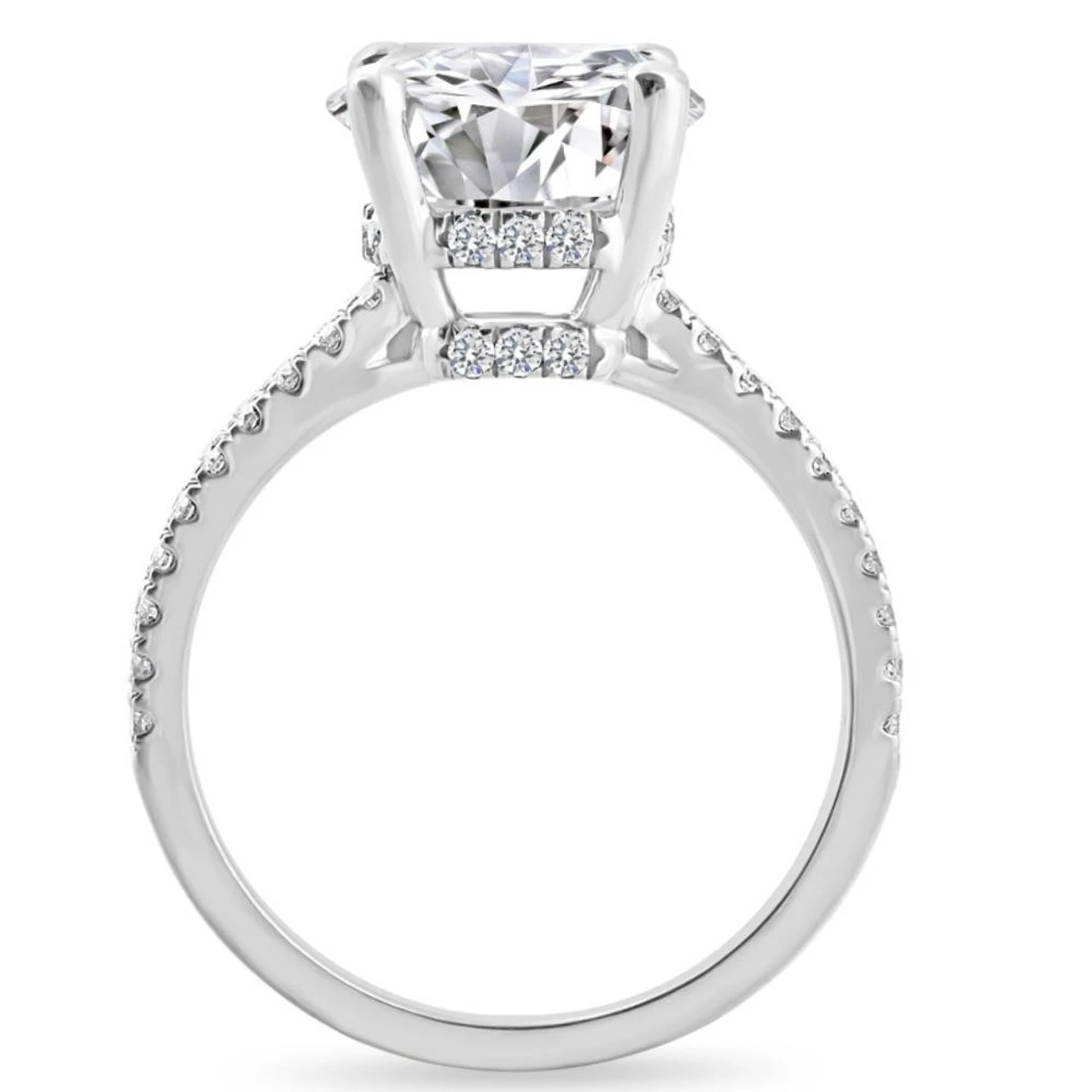 Certified 4 1/2Ct Diamond Engagement Ring Multi-Row Pave Diamonds Gold Lab Grown (F-G, VS)