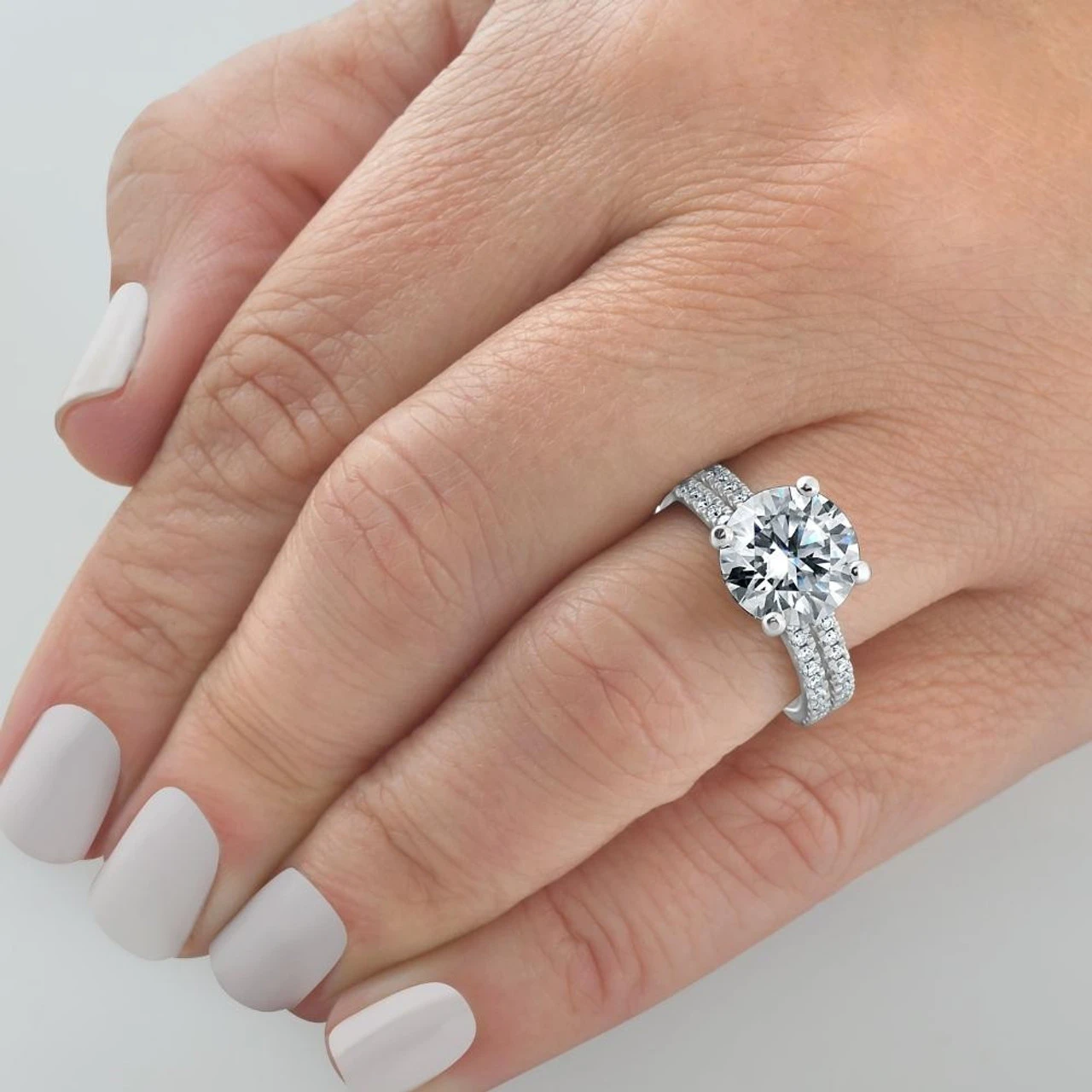 Certified 4 1/2Ct Diamond Engagement Ring Multi-Row Pave Diamonds Gold Lab Grown (F-G, VS)