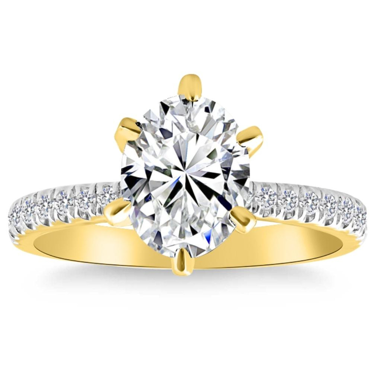 VS 2 1/2 Ct Oval Moissanite & Side Halo Lab Grown Diamond Engagement Ring Gold (G-H, VS2-SI1) VS 2 1/2 Ct Oval Moissanite & Side Halo Lab Grown Diamond Engagement Ring Gold (G-H, VS2-SI1)
