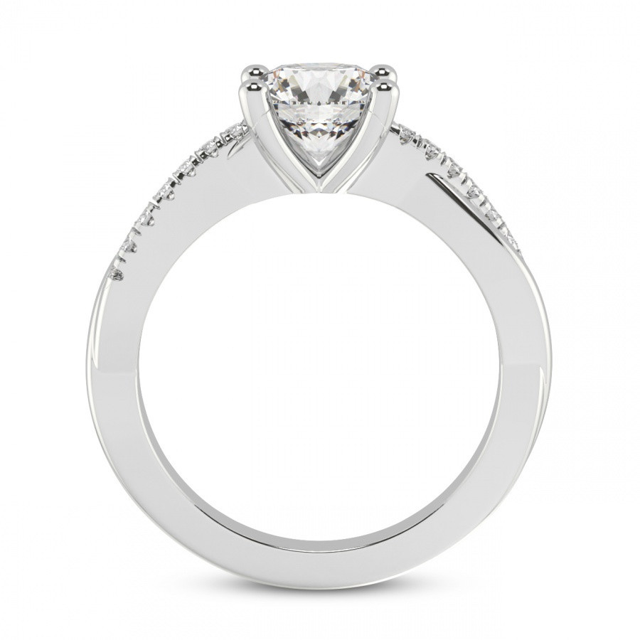 VS 1 1/4Ct Moissanite & Lab Grown Diamond Engagement Twist Ring in 10k Gold (G-H, VS2-SI1)