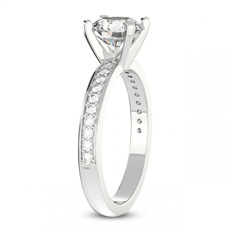 1/5Ct Lab Grown Diamond & 7mm Moissanite Round Engagement Ring in 10k Gold (G-H, VS2-SI1)