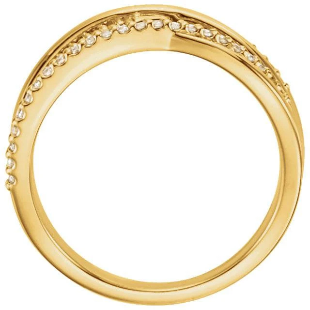 1/4CT Diamond Criss Cross Right Hand Ring 14K Yellow Gold (H-I, I1)