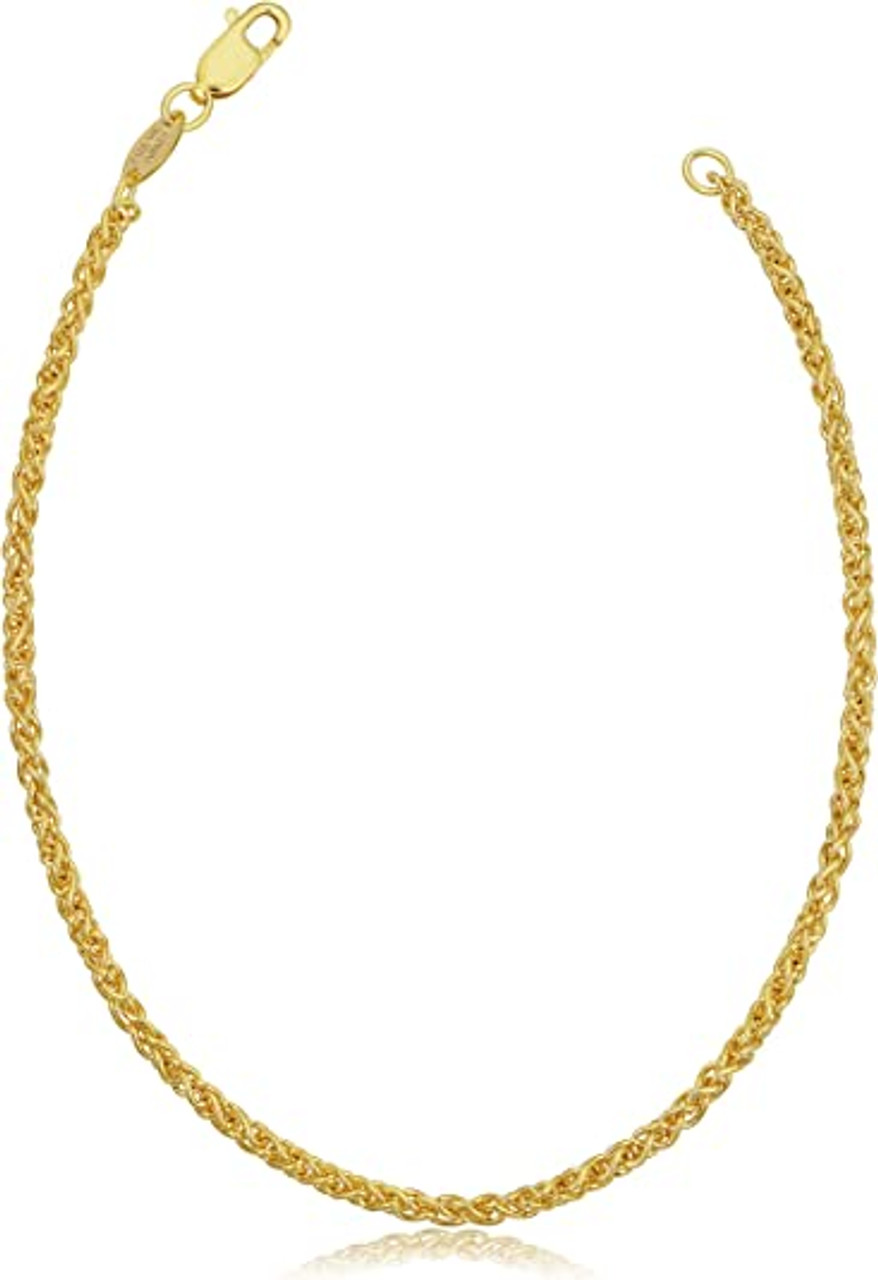 14k Yellow Gold Filled 2.5 mm Round Wheat Chain Necklace Mens