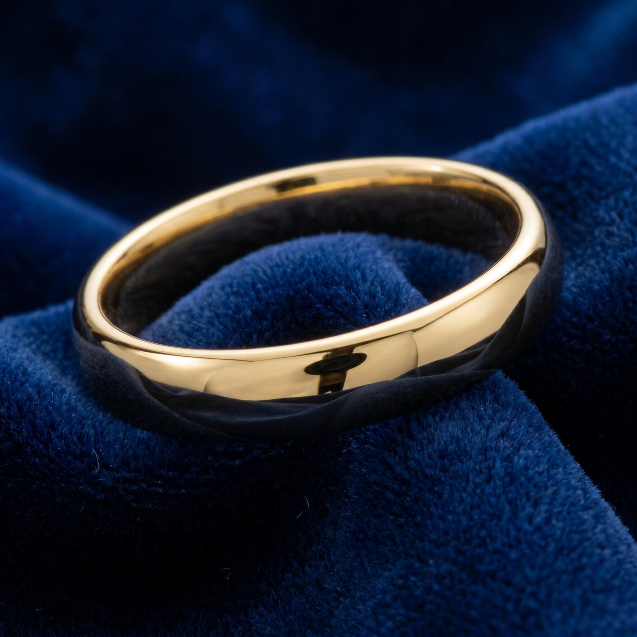 4mm Plain High Polish Wedding Band Ring 14K Yellow Gold