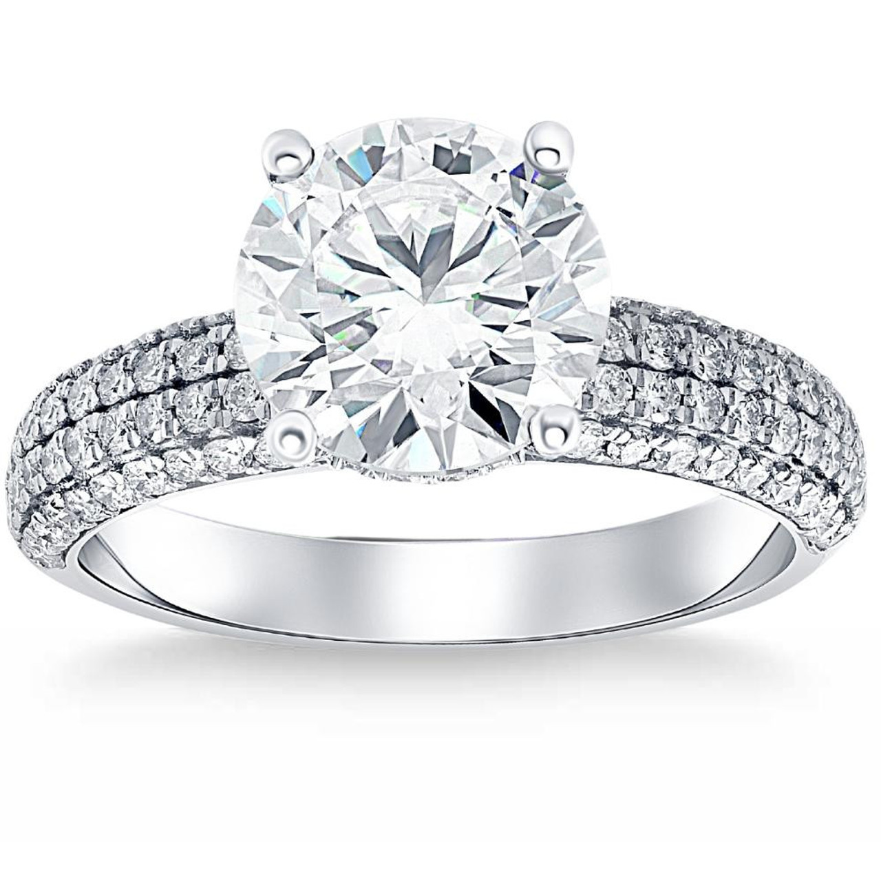 4 Ct Pave Round Diamond Engagement Ring in White Gold Lab Grown (G-H, VS2-SI1) 4 Ct Pave Round Diamond Engagement Ring in White Gold Lab Grown (G-H, VS2-SI1)